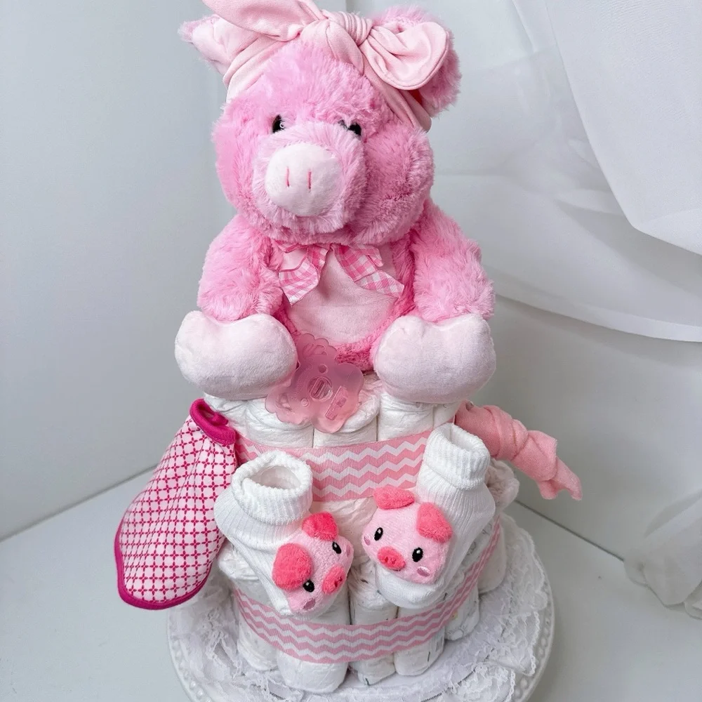 Piggy Diaper Cake, Farm theme